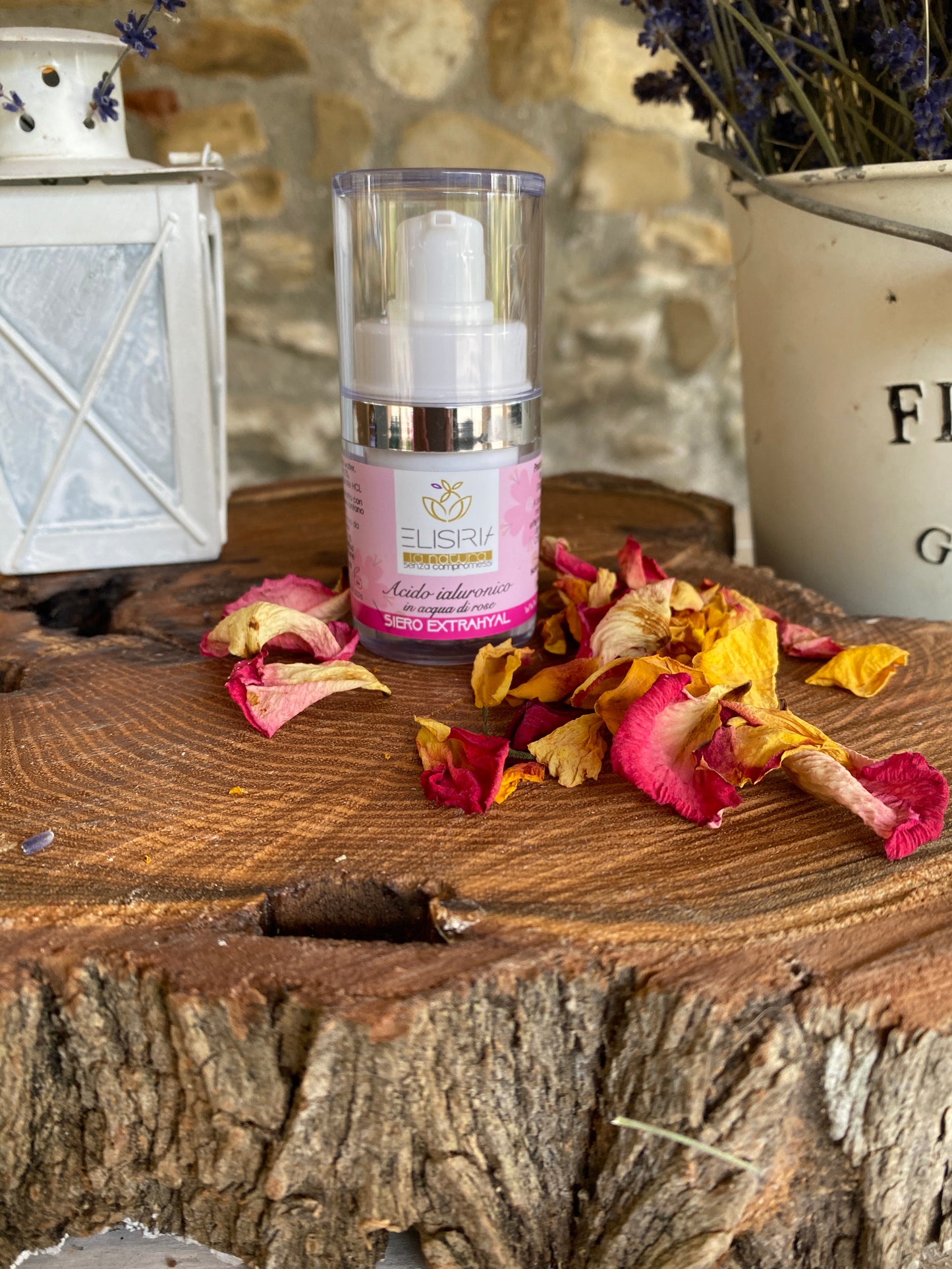 Siero acido ialuronico puro al 100% in acqua di rosa